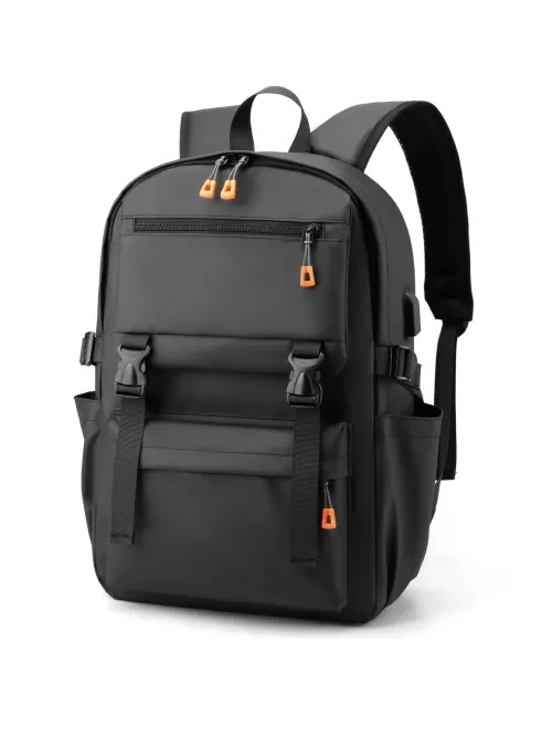 Buckle Decor Laptop Backpack Multi-Pockets