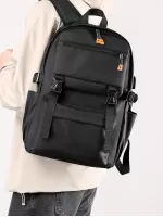 Buckle Decor Laptop Backpack Multi-Pockets