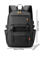 Buckle Decor Laptop Backpack Multi-Pockets