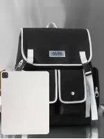Men Contrast Binding Letter Patch Casual Daypack