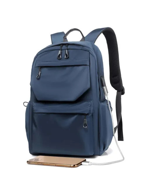 Men Drawstring Detail USB Charging Port Casual Daypack
