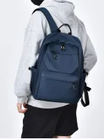 Men Drawstring Detail USB Charging Port Casual Daypack