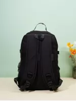 Men Letter Graphic Release Buckle Decor Casual Daypack - Black