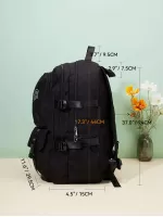 Men Letter Graphic Release Buckle Decor Casual Daypack - Black