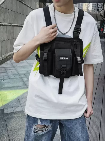 Functional Men Chest Hip Hop Bag Streetwear Adjustable Package Shoulder Bag