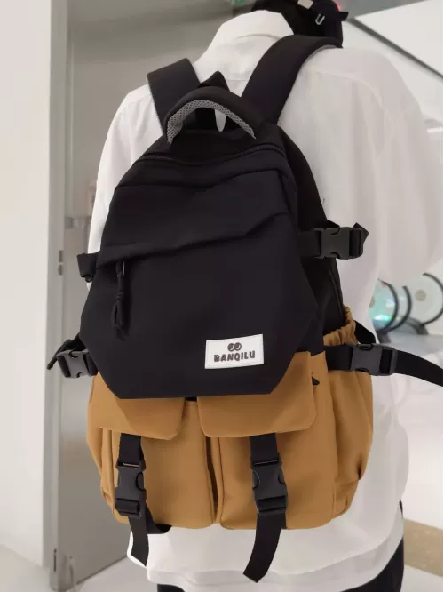 Men Letter Patch Decor Casual Daypack - Multicolor,Medium