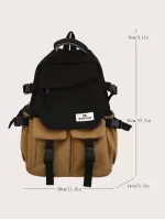Men Letter Patch Decor Casual Daypack - Multicolor,Medium