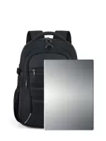 Men Letter Graphic Zip Front Laptop Backpack - Black