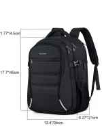 Men Letter Graphic Zip Front Laptop Backpack - Black