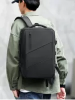 Men Release Buckle Decor Travel Backpack