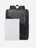 Men Two Tone Zip Front Laptop Backpack