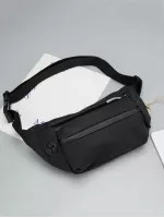 Minimalist Waist Bag Mini Earphone Hole Decor Black