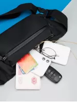 Minimalist Waist Bag Mini Earphone Hole Decor Black
