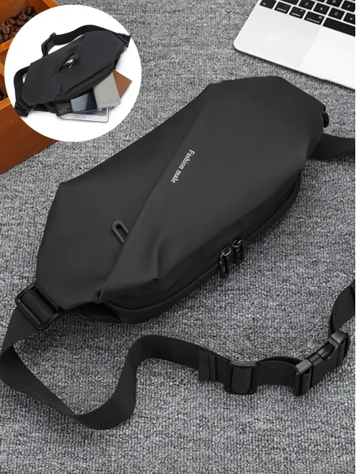 Letter Graphic Waist Bag Black Mini