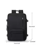 Men Zip Front Travel Backpack - Black