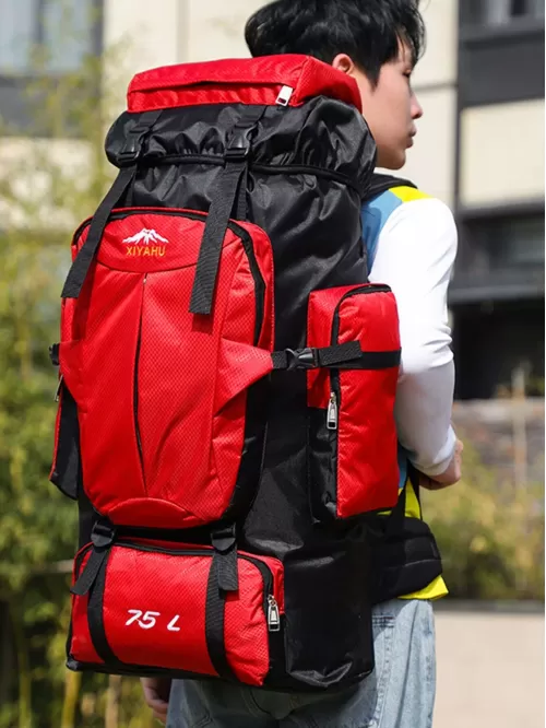 Colorblock Travel Backpack Waterproof Oxford For Hiking