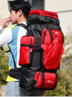 Colorblock Travel Backpack Waterproof Oxford For Hiking