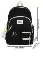 Medium Laptop Backpack Letter Patch Decor Multi-Pocket