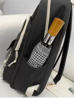 Medium Laptop Backpack Letter Patch Decor Multi-Pocket