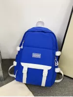 Letter Patch Decor Classic Backpack Preppy Release Buckle For School