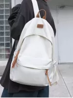 Medium Laptop Backpack Letter Patch Decor