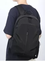 Minimalist Laptop Backpack Drawstring Design Medium Black