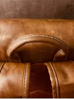Brown Flap Backpack Vintage Release Buckle & Studded Decor PU